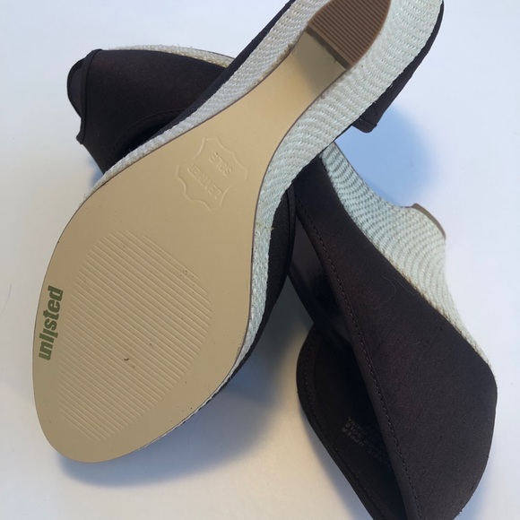 🆕 NWT Unlisted Open-Toe Wedges, in Bronze & Straw - Picture 5 of 8